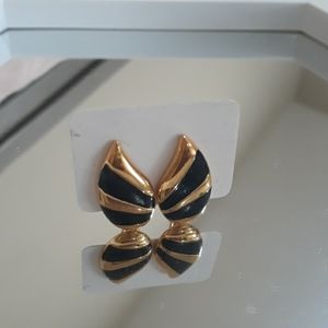Monet vintage gold & enamel tear shape earrings